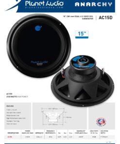 Planet Audio AC15D Car Subwoofer - 2100 Watts Maximum Power, 15 Inch, Dual 4 Ohm Voice Coil, Easy Mounting, Sold Individually 26 71doQ3xCT3L