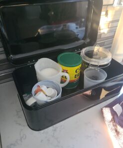 Culinary Couture Extra Large Black Bread Box for Kitchen Countertop - Holds 2 Bread Loaves! - 16.5" x 9" x 6.5" - Stainless Steel Vintage Bread Boxes for Kitchen Counters - Bonus Recipe EBook 43 71dptX6AmLL