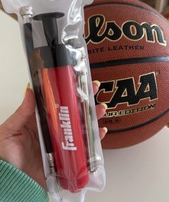 Franklin Sports Ball Pump Kit -7.4" - Perfect for Basketballs, Soccer Balls and More - Complete Hand Pump Kit with Needles, Flexible Hose, Air Pressure Gauge and Carry Bag,Red 33 71dqK59l39L