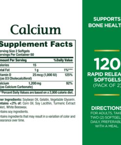 Nature's Bounty Calcium Plus 1000 IU Vitamin D3, Immune Support & Bone Health, Softgels, 120 Ct (2-Pack) 17 71dqgH9nR2L 4