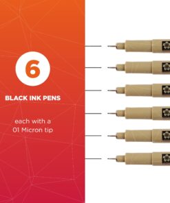 Alternative view of SAKURA Pigma Micron Fineliner Pens - Archival Black Ink Pens - Pens for Writing, Drawing, or Journaling - Black Ink - 01 Point Size - 6 Pack Micron 01