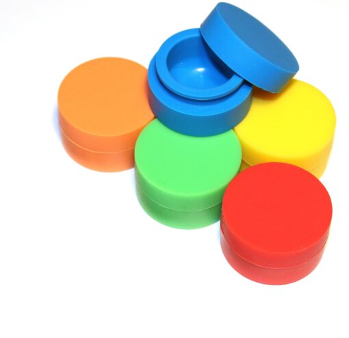 TitanOwl 5 x Non-stick Storage Silicone Container carving tool, Jar Matte outside & Shiny round inside food grade non stick Heat resistant - 5 pack (5 Colors) 5 Colors