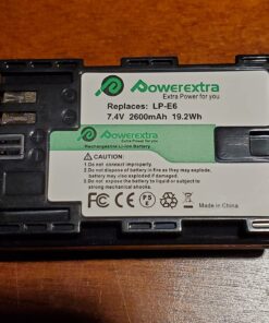 Powerextra 2 Pack Replacement Canon LP-E6, LP-E6N Battery for Canon C700, XC15, EOS 60D, 70D, 80D, 5D Mark II III and IV, 5DS, 5DS R, 6D, 7D Cameras BG-E14, BG-E13, BG-E11, BG-E9, BG-E7, BG-E6 Grips 22 71dtV2NU UL