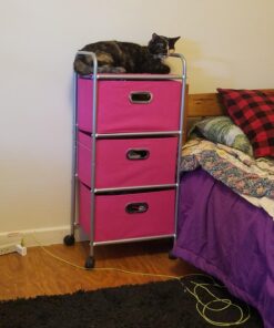 Honey-Can-Do 3 Drawer Rolling Cart - Pink CRT-02348 Pink, 11.5 in L x 16.125 in W x 35.5 in H (29.2 cm L x 41 cm W x 90.2 cm H) 18 71dtu2RsuzL