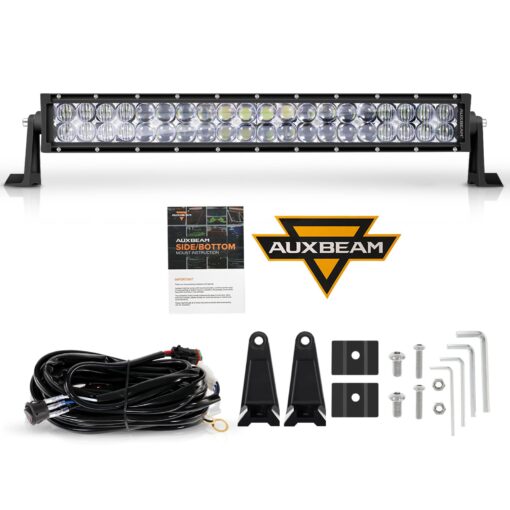 Auxbeam 22 Inch LED Light Bar Curved 120W LED Off Road Driving Lights Spot Flood Combo Fog Lamp 5D Lens with Wiring Harness for Pickup Car Trucks SUV ATV UTV Offroad Vehicle 22 Inch Curved Led Bar