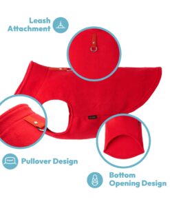 Gooby Fleece Vest Dog Sweater - Lavender, Medium - Warm Pullover Fleece Dog Jacket with O-Ring Leash - Winter Small Dog Sweater Coat - Cold Weather Dog Clothes for Small Dogs Boy or Girl Medium chest (~16") 27 71dvn8K2chL