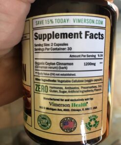 Organic Ceylon Cinnamon Capsules - Ceylon True Cinnamon Supplements (Canela de Ceylan) for Inflammation Balance, Cognitive Function, Metabolic, Antioxidant Support. Non-GMO. Vegan. 60 Caps Made in USA 40 71dw0b3AAL