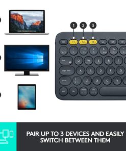 Logitech K380 Pebble Multi-Device Bluetooth Keyboard – Windows, Mac, Chrome OS, Android, iPad, iPhone, Apple TV Compatible – with Flow Cross-Computer Control and Easy-Switch up to 3 Devices –Dark Grey Dark Grey 37 71dw5zjb0kL