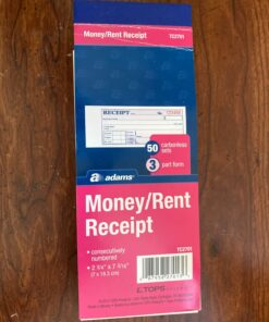 Adams Money/Rent Receipt Book, Carbonless, 3-Part, 2-3/4 x 7-3/16 Inches, 50 Sets per Book (TC2701) 1 17 71dwZuC9EmL