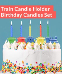Oasis Supply Colorful Birthday Party Train Candle Holder For Cake Decorations, 7” x 3”, 5 Candles Included 22 71dwaOTO9iL