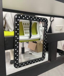 Magnetic Locker Mirror, 5" x 7" Real Glass Mirrors for School Locker, Bathroom, Household Refrigerator, Locker Accessory, Workshop Toolbox, or Office Cabinet. Black Polka 11 71dwvRf5XAL