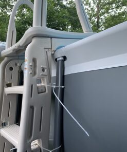 Confer Plastics 7200 Roll Guard 48" to 56" Adjustable A Frame Safety Ladder for Above Ground Outdoor Patio Swimming Pool Platform Ladder with Step Barrier, Warm Grey 59 71dx0gT4jdL