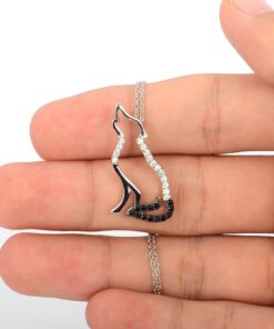 YFN Wolf Pendant Necklace 925 Sterling Silver Cubic Zirconial Wolf Moon Necklace 18" Birthday Day Jewelry for Girlfriend Wife Black Cz Wolf Necklace 14 71dzESqZEL