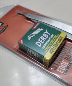 Utopia Care Professional Barber Straight Edge Razor Safety with 100-Pack Derby Blades - 100 Percent Stainless Steel (Silver) Silver 45 71e WHVNVuL