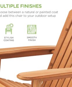 Best Choice Products Folding Adirondack Chair Outdoor Wooden Accent Furniture Fire Pit Lounge Chairs for Yard, Garden, Patio w/ 350lb Weight Capacity - Brown Natural 33 71e0lwQsMCL