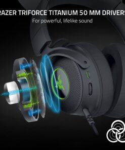 Razer Kraken Kitty V2 Pro Wired RGB Headset: Interchangeable Ears (Kitty, Bear, Bunny) - Stream Reactive Lighting - Detachable HyperClear Cardioid Mic - 50mm Drivers - 7.1 Surround Sound - Black Classic Black 10 71e13YGYV9L