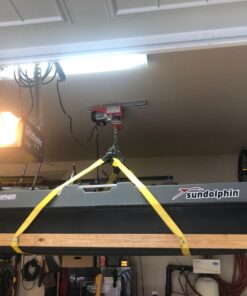 Partsam 440Lbs Lift Electric Hoist Crane Remote Control Power System, 110V Electric Hoist Zinc-Plated Steel Wire Overhead Crane Garage Ceiling Pulley Winch w/Straps (w/Emergency Stop Switch) 55 71e1ZPkfq4L