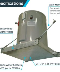 HoldRite QuickStand Wall Mounted Water Heater Platform, Up to 20 Gallons, Hanging, 40-SWHP-W 21-1/4 in. x 21-1/4 in. x 2-1/2 in. Aluminum 8 71e1nzCLGrL