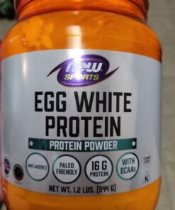 NOW Sports Nutrition, Egg White Protein, 16 g With BCAAs, Unflavored Powder, 1.2-Pound 31 71e2MavIabL
