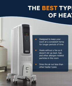 DeLonghi Dragon Digital Oil Filled Radiator Heater, 1500W Electric Space Heater for indoor use, programmable timer, Energy Saving, full room heater with safety features TRD40615E White 21 71e5 GB301L