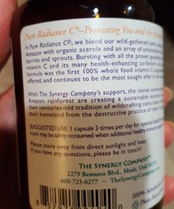 PURE SYNERGY Pure Radiance C | Organic Vitamin C Capsules | 100% Natural, Whole Food, Non-GMO Supplement with Camu Camu Extract | for Immune and Collagen Support (90 Capsules) 38 71e51ORBJ L