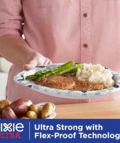 Dixie Ultra Paper Plates, 10 1/16 inch, Dinner Size Printed Disposable Plate, 172 Count (4 Packs of 43 Plates), Packaging and Design May Vary, Blue,White 22 71e5Bi224CS