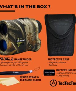TecTecTec ProWild Hunting Rangefinder 6X Magnification, up to 540 Yards Laser Range Finder for Hunting with Range Scan, Speed Mode, CR2 Battery, and High-Precision Fast Measurements - Camo 14 71e5ZFj93cL