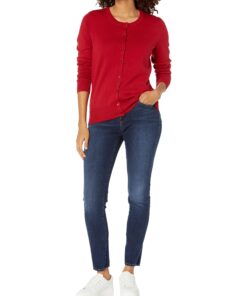 Amazon Essentials Women's Lightweight Crewneck Cardigan Sweater (Available in Plus Size) X-Large Red 10 71e5nvQnl0L