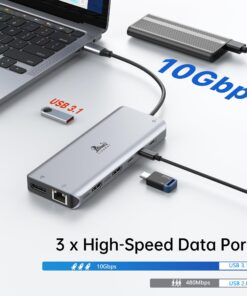 USB C Laptop Docking Station 3 Monitors, 13 in 1 USB C Hub with Dual HDMI+DisplayPort+10Gbps USB A/C, 100W PD, 6 USB, Ethernet, SD/TF, Audio, USB C Dock with iPhone 15/Mac/Dell/HP/Surface/Steam Deck 13-in-1(Dual HDMI+DisplayPort) 26 71e5zZBJcOL