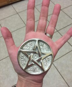 New Age Imports, Inc. - Pentagram Altar Tile Solid Brass with Silver Plating 3-Inches Diameter. 35 71e77TyGkhL
