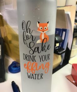 LEADO 32oz 1Liter Motivational Tracking Water Bottle with Times to Drink - for Fox Sake Drink Your Effing Water - Funny Birthday, Christmas Gifts for Women, Best Friend, Mom, Sister, Coworker Blue / White 43 71e7zdF2GyL