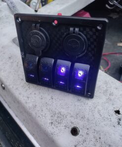 FXC Waterproof Marine Boat Rocker Switch Panel 4 Gang with Dual USB Slot Socket + Cigarette Lighter Blue LED Light for Car Rv Vehicles Truck 20 71e9XR9jxL