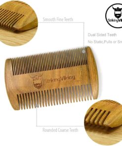 Sandalwood Beard Comb and Case - Pocket Sized Wooden Beard & Mustache Comb with Fine & Coarse Teeth - Perfect for Use with Balms and Oils - Striking Viking (Brown) Brown Case 25 71eAOY67jaL