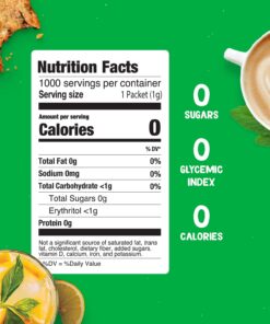 Pyure Organic Stevia Packets | Granulated Sugar Packets - White Sugar Substitute | Zero Carb, Zero Sugar, Zero Calorie Sweetener Packets | Plant-Based Stevia Packets for Keto Coffee | 1000 Count 1000 Count (Pack of 1) 12 71eAfv26vfS