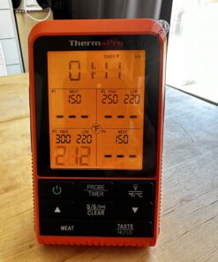 ThermoPro TP829 Wireless LCD Meat Thermometer for Grilling and Smoking, 1000FT Grill Thermometer for Outside Grill with 4 Meat Probes, BBQ Thermometer for Smoker Oven Cooking Beef Turkey Four Probes 48 71eB1a2TCGL