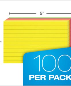 Oxford Neon Index Cards, 3" x 5", Ruled, Assorted Colors, 300 Per Pack (81300EE) 18 71eB2wQyWzL
