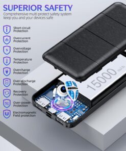 LOVELEDI Portable-Charger-Power-Bank - 2 Pack 15000mAh Dual USB Power Bank Output 5V3.1A Fast Charger Portable Charger Compatible with Smartphones and All USB Devices (Deep Black and White) Deep Black and White 11 71eB8gSGiYL