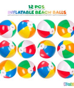 12-Pack Rainbow Inflatable Beach Balls Bulk for Kids & Adults I Inflatable Pool Party Favors Swimming Pool Toys I Kids Beach Toys for Beach Games I Kids Summer Toys Water Balls I Toddler Pool Toys Set 30 71eBYNBHUTL 1