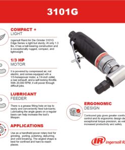 Ingersoll Rand 3101G Air Die Grinder Edge Series – 1/4", Heavy Duty, Right Angle, Ergonomic Grip, Ball Bearing Construction, Lightweight Tool, Black 8 71eD z11Y4S