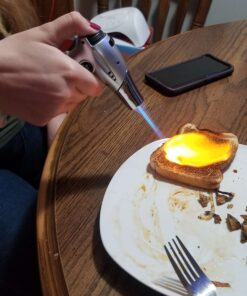 TBTEEK Butane Torch, Kitchen Torch Cooking Torch with Safety Lock & Adjustable Flame for Cooking, BBQ, Baking, Brulee, Creme, DIY Soldering(Butane Not Included) Silver 51 71eDUW9zWL 1