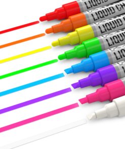 Kassa 10-Pack Neon Multicolor Chalk Markers | Includes Reversible Bullet & Chisel Tips | Works on Chalkboards, Windows, Glass or Mirrors | Erasable & Dust-Free | Ideal for Use at Home, School & Office