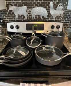 Ninja C39600 Foodi NeverStick Premium Hard-Anodized 13-Piece Cookware Set, Guaranteed to Never Stick, Nonstick, Durable, Oven Safe to 500°F, Grey 75 71eElStuOfL