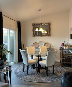 SAFAVIEH Adirondack Collection Area Rug - 8' Round, Silver & Black, Oriental Medallion Design, Non-Shedding & Easy Care, Ideal for High Traffic Areas in Living Room, Bedroom (ADR108A) Silver/Black 13 71eF6vy1T4L