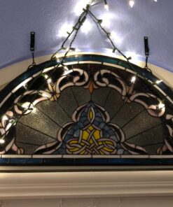 Design Toscano Lady Astor Demi-Lune Stained Glass Window Hanging Panel, 32 Inch, Amethyst Moon, 0.50" x 33.50" 17 71eFD KyjhL