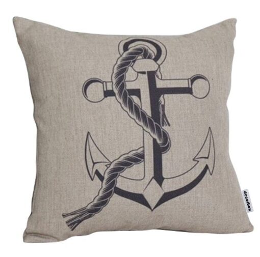 Decorbox Cotton Linen Decorative Throw Pillow Cushion Case Anchor Cushion Cover 18" x 18"