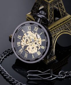 Carrie Hughes Pocket Watch Steampunk Skeleton Hand-Wind Roman Numerals Antique Chain Mens Womens CH397 CH397B 7 71eGueU1r7L