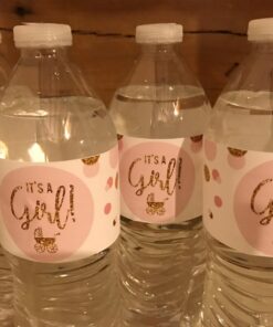 Andaz Press Blush Pink Gold Glitter Girl Baby Shower Party Collection, Water Bottle Label Stickers, 20-Pack Labels Water Bottle 21 71eHTT4YK1L