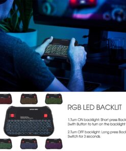 PONYBRO Backlit Mini Bluetooth Wireless Keyboard with Touchpad QWERTY keypad,Support Bluetooth&2.4G USB Connection,Rechargeable Handheld Keyboard Remote for Smartphones,Smart TV,Android TV Box,PC,Pad. Black 2.4G+BT 11 71eJAnp7xrL