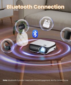 HAPPRUN Projector, Native 1080P Bluetooth Projector with 100''Screen, 9500L Portable Outdoor Movie Projector Compatible with Smartphone, HDMI,USB,AV,Fire Stick, PS5 26 71eJStarYzL