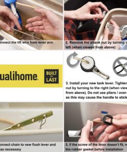 Qualihome Toilet Handle Lever Flush Replacement, Front Mount, Chrome, Universal Fitting Chrome Polished 30 71eJiIOVGL